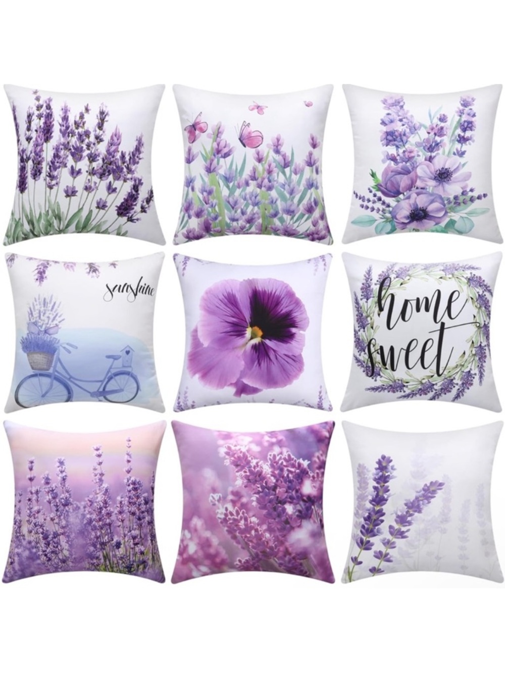 Pick 1: Purple Floral and Inspirational Pillow Cover 18”x18”